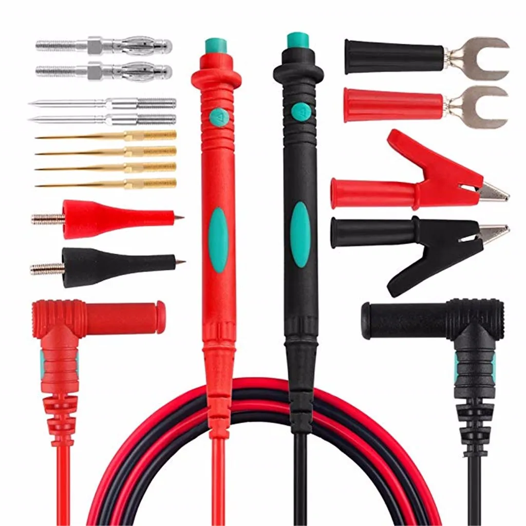 

Micsoa Multimeter Test Leads Kit, Replaceable Probes Set of 16 Test line Ultra-thin copper tip probe tip big alligator clip*21