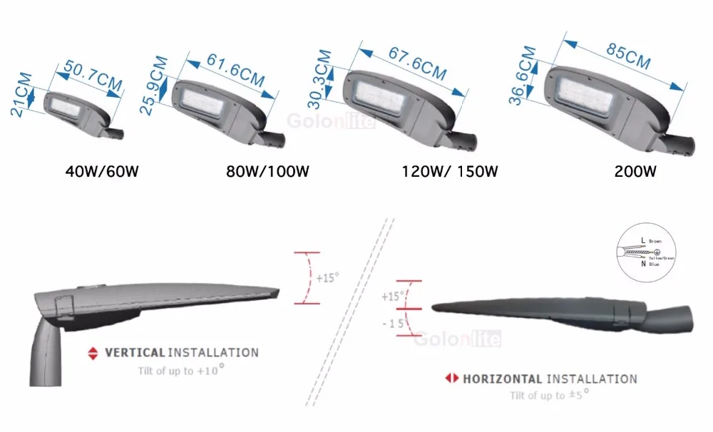 Golonlite светодиодный пост верхний свет публичного места уличный дорожный 40 Вт 60 Вт 50 Вт 80 Вт 100 Вт 120 Вт 150 200 Белый 130Lm/Вт, 5 лет гарантии CE IP65