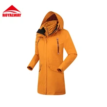 ROYALWAY 2 шт. женская куртка для туризма и кемпинга Новое поступление теплая водонепроницаемая розовая красная ветрозащитная Теплая Лыжная флисовая куртка с капюшоном# RFOL4321F