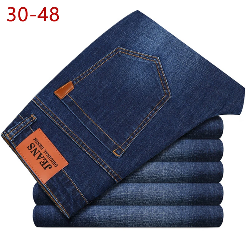 30-48 Дизайнерские мужские джинсы на молнии, повседневные мужские джинсы, весна-осень, джинсы стандартной посадки, облегающие, тянущиеся джинсы с высокой талией, HLX07