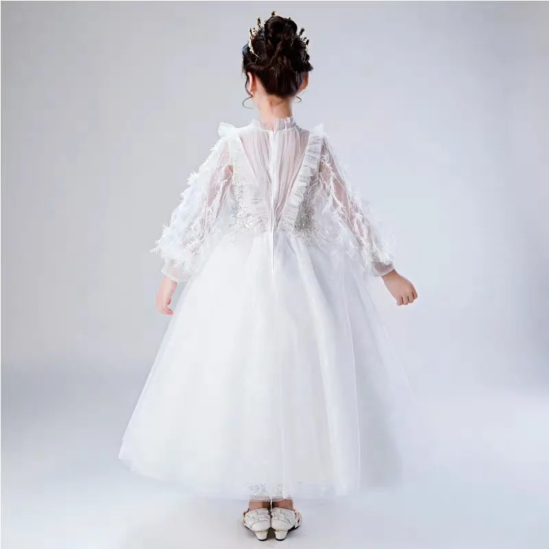 Высокое качество, элегантное детское платье принцессы для девочек на день рождения, свадьбу, вечеринку, длинное Сетчатое платье для детей