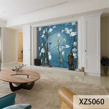 Пользовательские 3D печать ткани и текстильные обои для стен Фреска Ретро хлопок и лен для гостиной цветок птичка для домашнего декора Топ