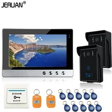 JERUAN Brand New Wired 10 inch TFT screen Video Intercom Door Phone System With RFID Two Night Vision Outdoor Camera waterproof