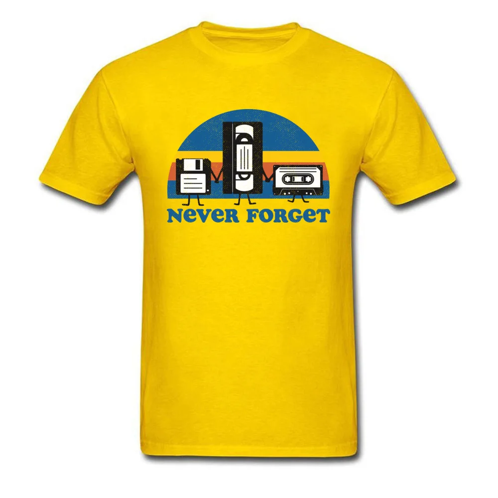 Never Forget Lovers Day 100% Cotton Crewneck Tops Shirts Short Sleeve Simple Style Top T-shirts Funky Design T Shirts Never Forget yellow
