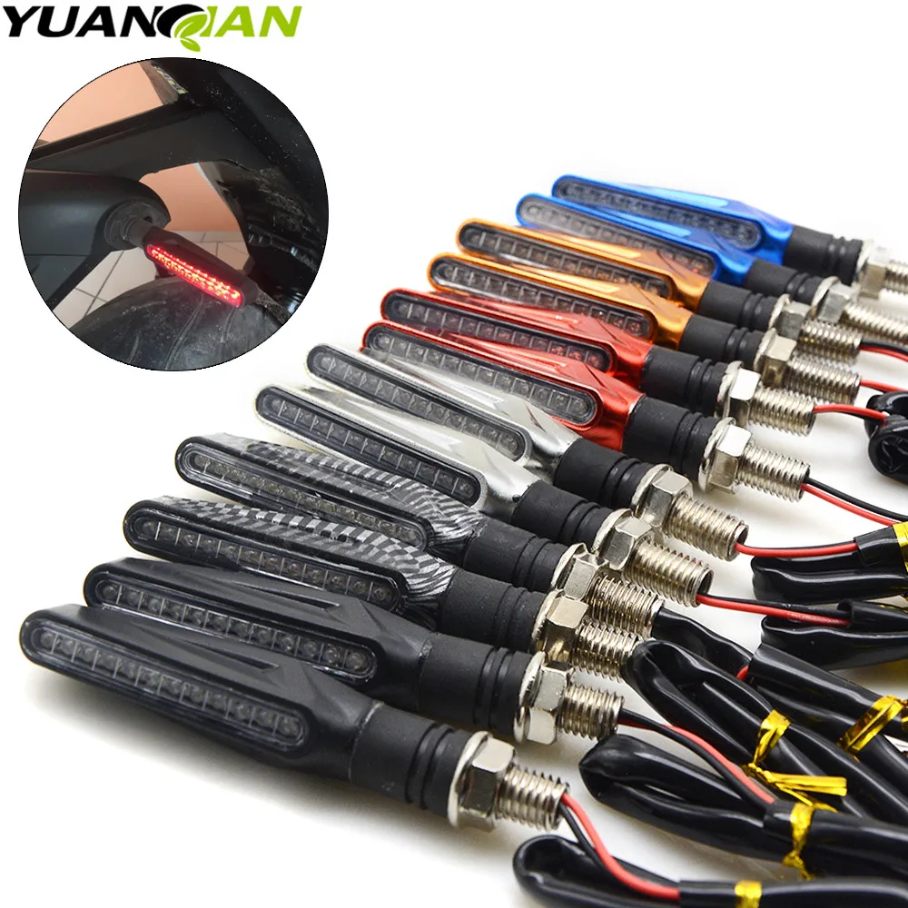 

2pcs/lot Flowing 12 LED Motorcycle Turn Signal Lights Universal Motorcycle Motorbike Indicator Blinker Moto Amber Signal Lamp