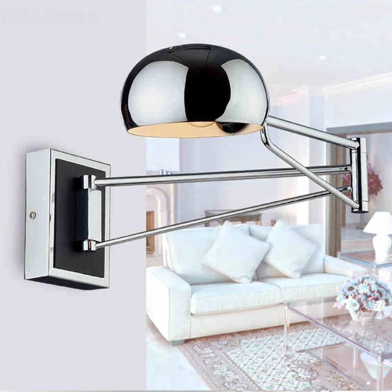 

New Loft retro Matte Black iron shade adjustable swing arm reading wall lamps Lights e27 sconce for workroom bedroom bar cafe