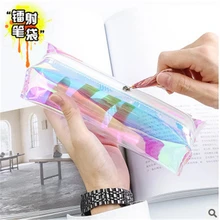 UHOO Cool laser transparent color pencil stationery bag cosmetic bag fresh art fringed pencil cylinder Stationery office supplie