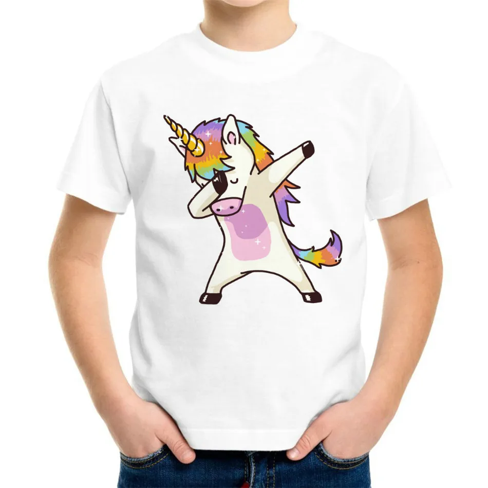 

Joyonly 2018 Children Dabbing Unicorn Cartoon T-shirt Boys Girls Animal Colorful Panda Penguin Printed T shirt Kids Baby Clothes