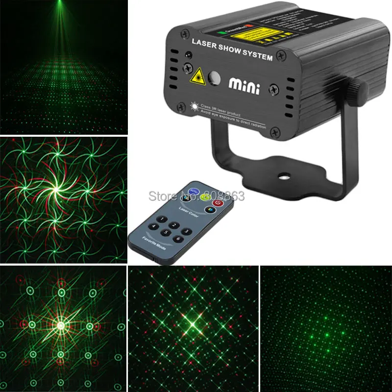 

Mini Remote RED Green 4 Patterns Laser Projector Stage Dance Show Bar Birthday Christmas Xmas Home Party DJ lighting Light D11