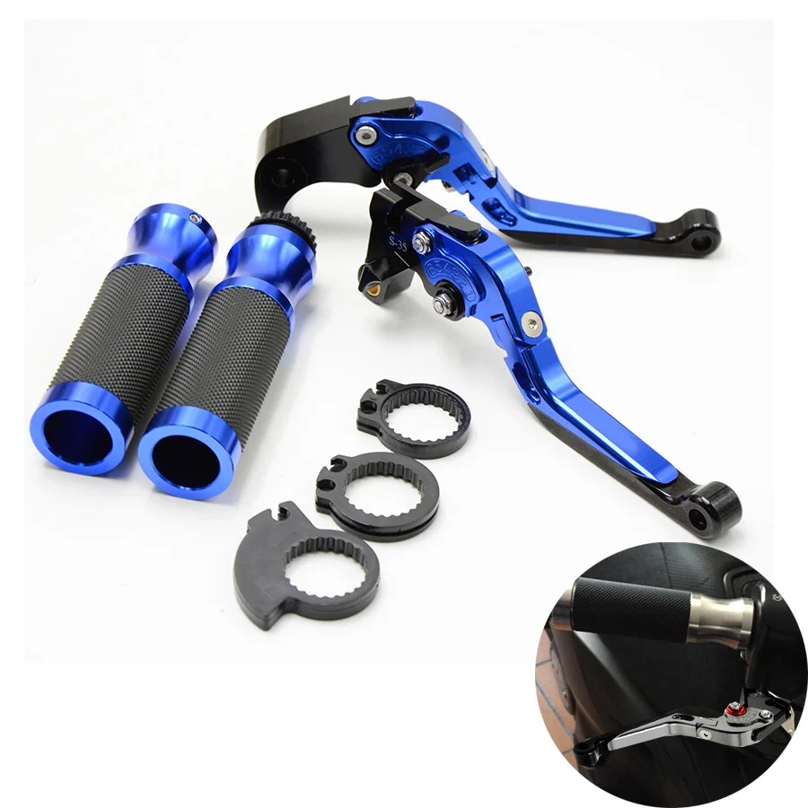 

Motorcycle Brake Clutch Levers&7/8"Handlebar Hand Grips Blue For SUZUKI HAYABUSA/GSXR1300 2008-2016 2009 2010 2011 2012 2013