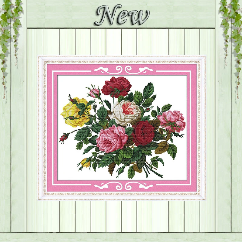 

Beautiful rose Flower,counted printed on canvas DMC 11CT 14CT Cross Stitch kit,needlework embroidery Set,colorful flowers basket