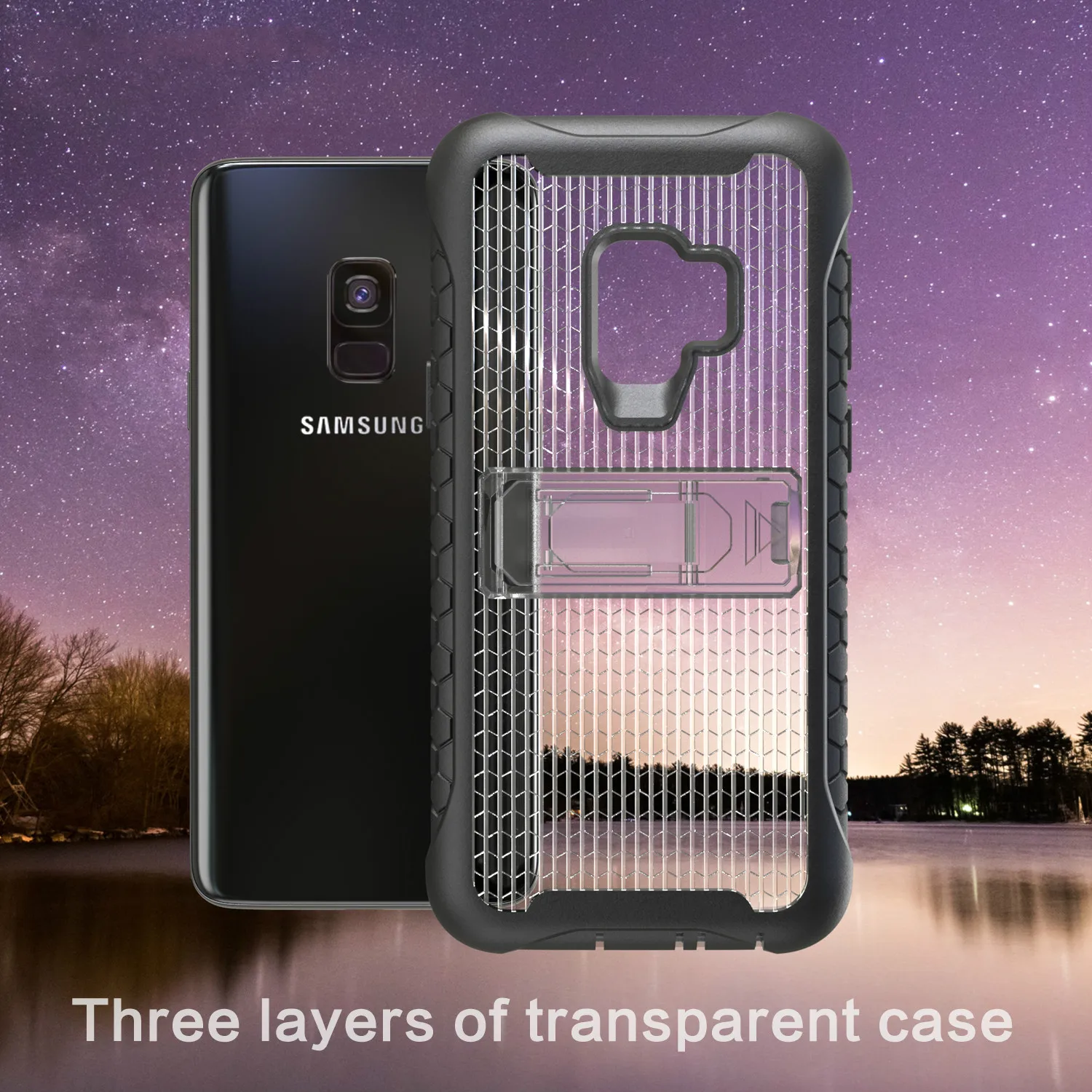 

For Samsung Galaxy Note 9 Hybrid PC+TPU Armor Back Cover For Galaxy S9 & S9 Plus Shockproof Heavy Duty Kichstand Defender Case