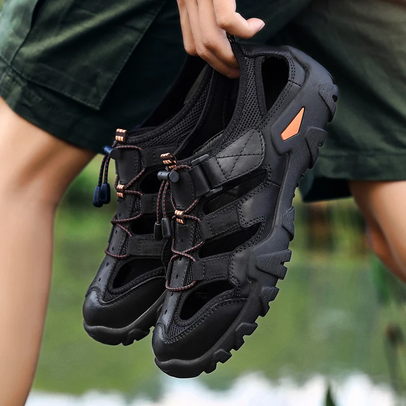 Men Spring Summer Genuine Leathe Sandals New Large Size Men's Sandals Fashion Casual Beach Male Shoes Big Size 38-48 Men Spring Summer Genuine Leathe Sandals New Large Size Men's Sandals Fashion Casual Beach Male Shoes Big Size 38-48