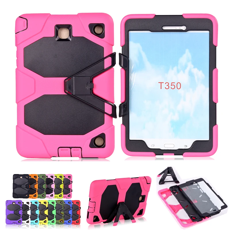 

Heavy Duty Shockproof Protective Hard Case for Samsung Galaxy Tab A 8.0 T350 T351 T355 Luxury Stand Silicone Armor Back Cover