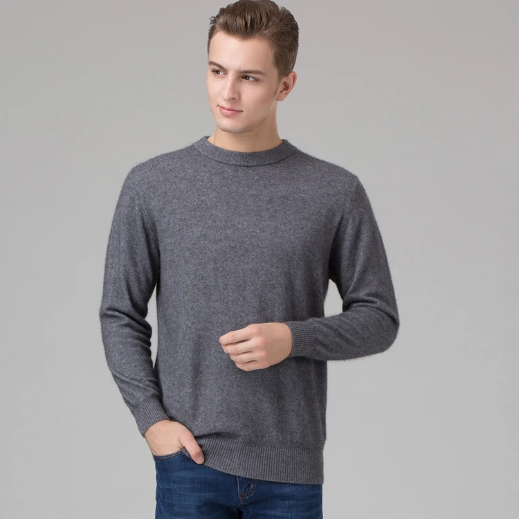 Мужской свитер мужской из чистого кашемира, вязаный зимний теплый пуловер с круглым вырезом и длинными рукавами, стандартные свитера, акция