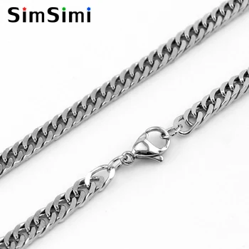 

Simsimi Men Thick Necklace 7mm width dense Box rolo Double fasten hold 4 surface grinding Chain mens jewelry