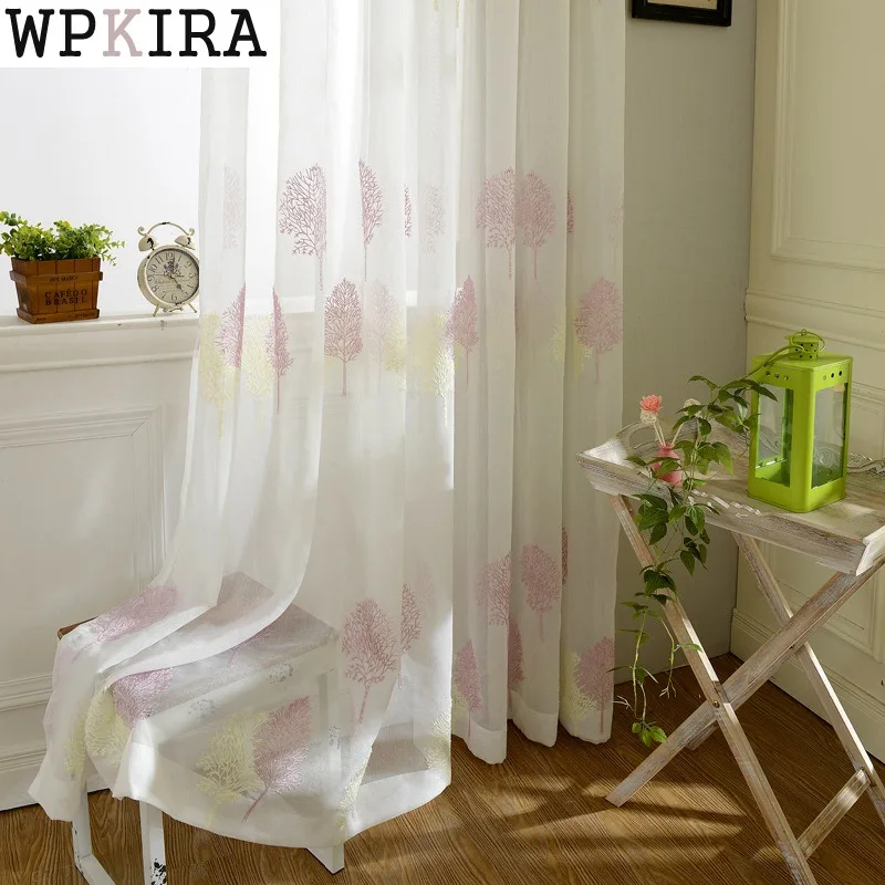 

Tulle curtains luxury embroidered white window sheer voile living room window treatment transparent door European curtain 004&30