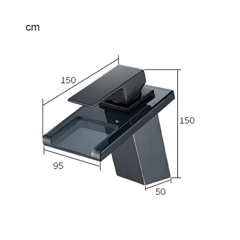 Светодиодный Водопад стеклянная ванная одиночный кран для раковины кран с одной ручкой смеситель кран масло потертый Бронзовый