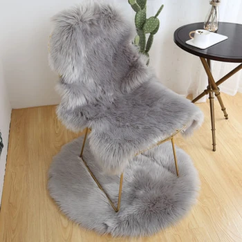 

OHEART Artificial Wool Carpet Oval Faux Fur Rugs Garnish Mat Seat Pad Plain Skin Fur Plain Fluffy Area Rugs Washable Home Textil