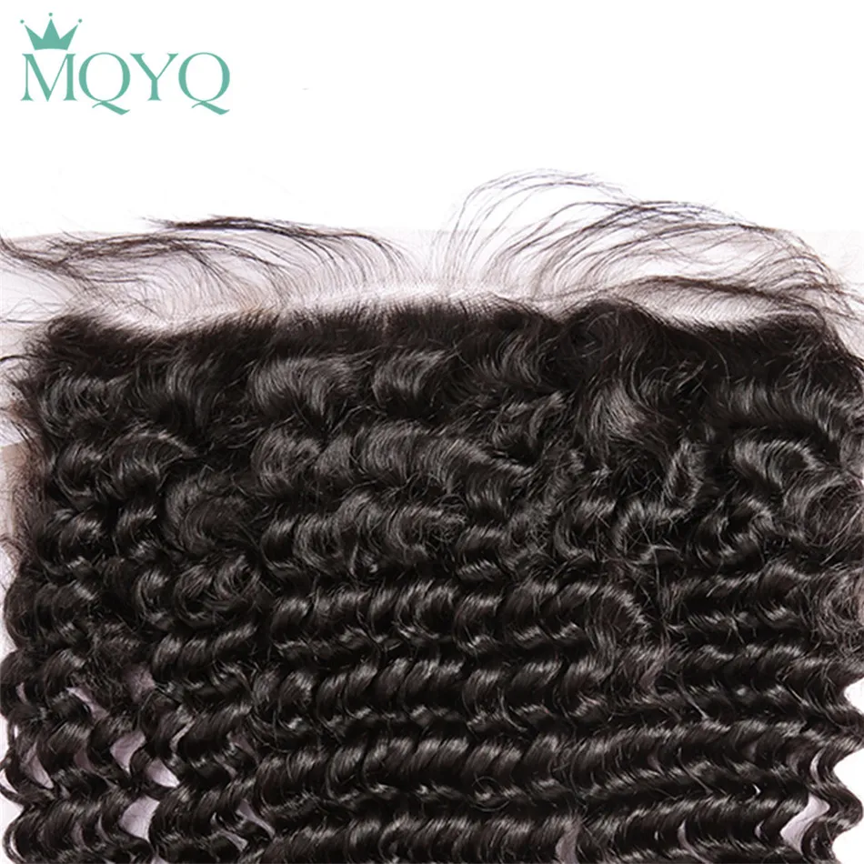 MQYQ Brazilian Deep Wave Lace Frontal Closure Pre Plucked With Baby Hair 13x4 100% Human Closure Ear To Ear Free Part