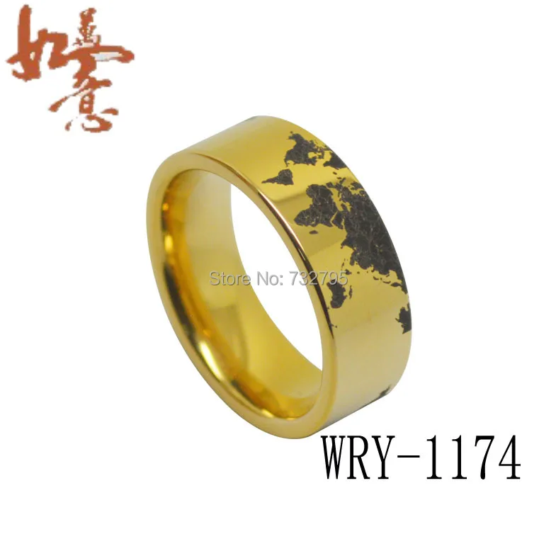 

Free Shipping 8mm width Wold Map Tungsten Carbide Ring Wholesales Order are Welcome WRY-1174