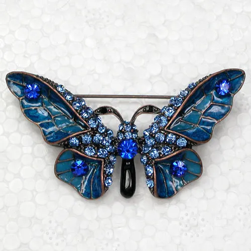 12pcs/lot Wholesale Rhinestone Enamel Butterfly Pin brooches C101903