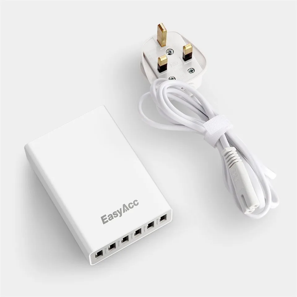 EasyAcc 50 Вт 5 В 10A 6 портовое USB настольное зарядное устройство Быстрая зарядка