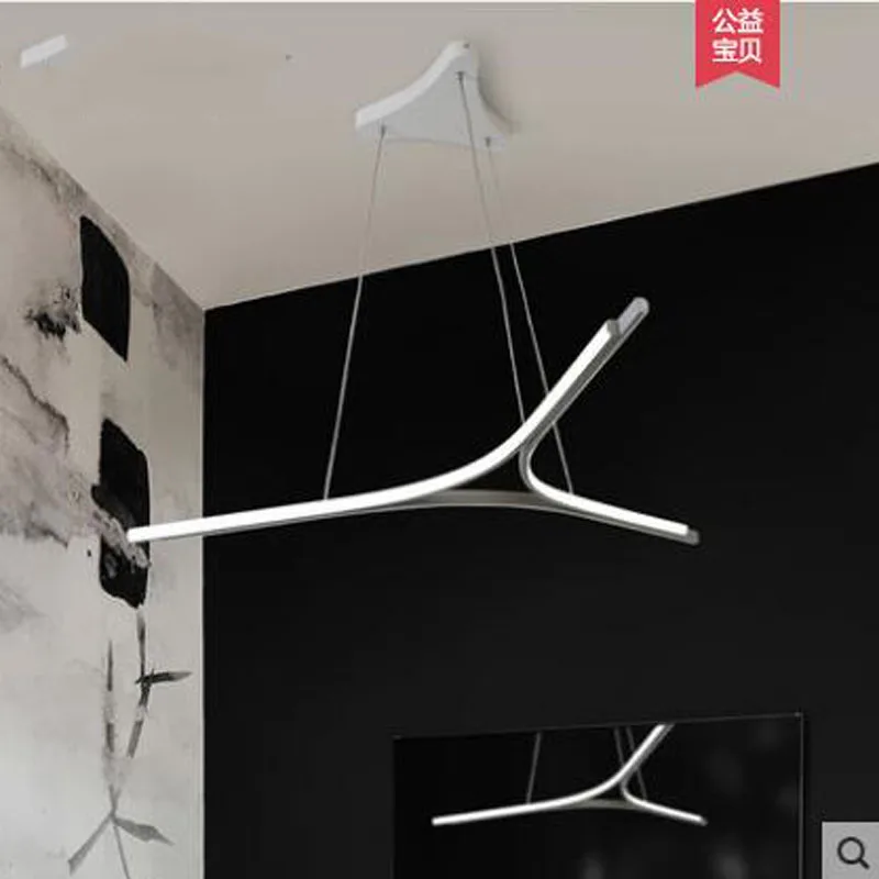 

L Creative art modern minimalist hanging lamps intelligent dimming LED restaurant living room study personality chandelier led
