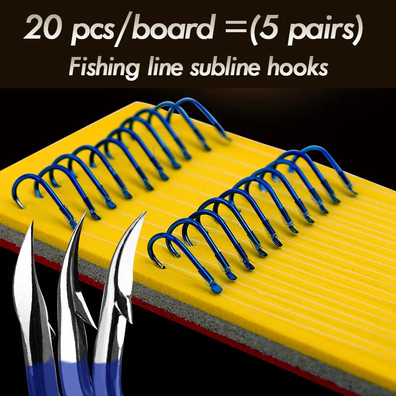 

2boards/lot (40pcs_5Pairs) Fishing Hooks High Carbon Steel Totally Hand Winding 1#- 10 # Extremely Sharp FishHooks Barbed Hooks