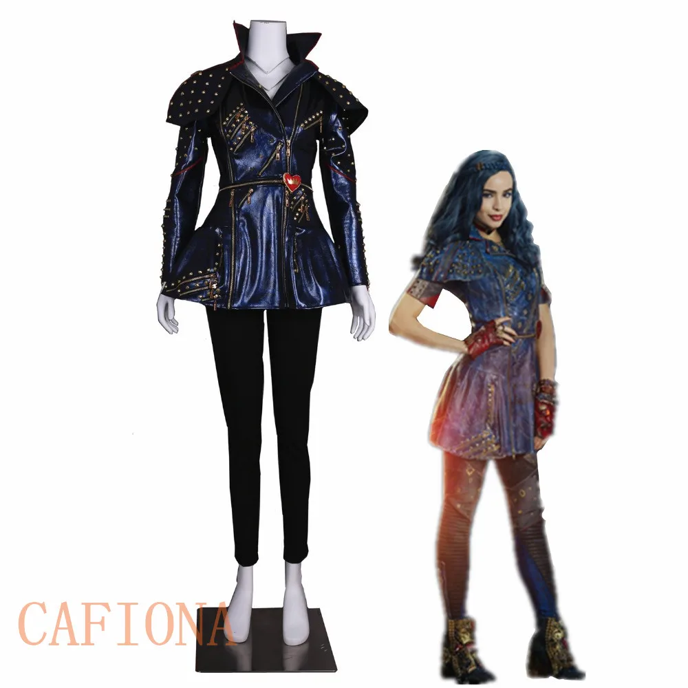 

Cafiona Descendants 2 cosplay Mal Cosplay costume Leather jacket punk style Custom Made size party top