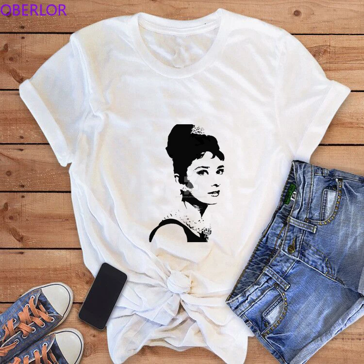 

Aesthetic Audrey Hepburn T-shirt Women T Shirt Harajuku Ullzang Funny Grunge Print Female Summer Tshirt Short Sleeve Top Tees