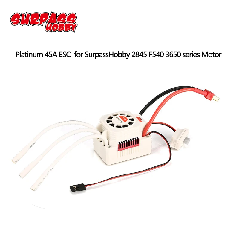 

SURPASSHOBBY Platinum Waterproof series Brushless 45A ESC for 1/10 RC Car Boat 2845 3650 F540 Brushless Motor