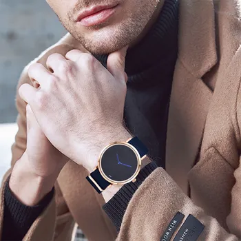 

Men's Fashion Nylon Cloth Band Analog Quartz Round Wrist Watch Simple Watches maschi Business Male Clock Assista DropshippingB50