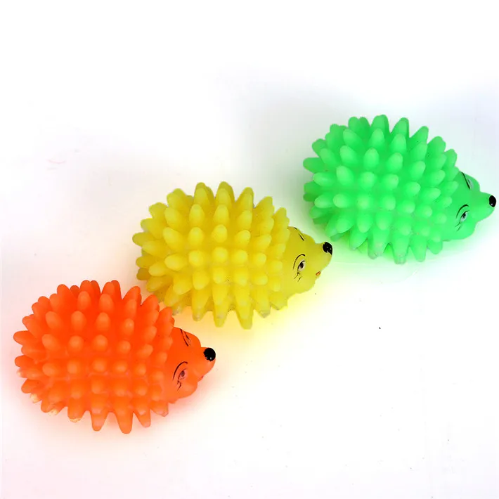 

Mini Hedgehog Shape Pet Dog Puppy Squeaky Chew Toy Squeaker Ball Funny Toys 2 Size