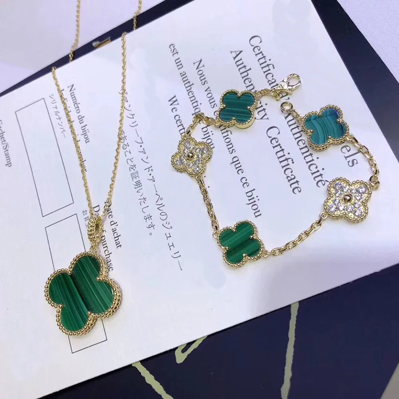 

Green Clover Suit Necklace & Chain Bracelet High-end Women Jewelry