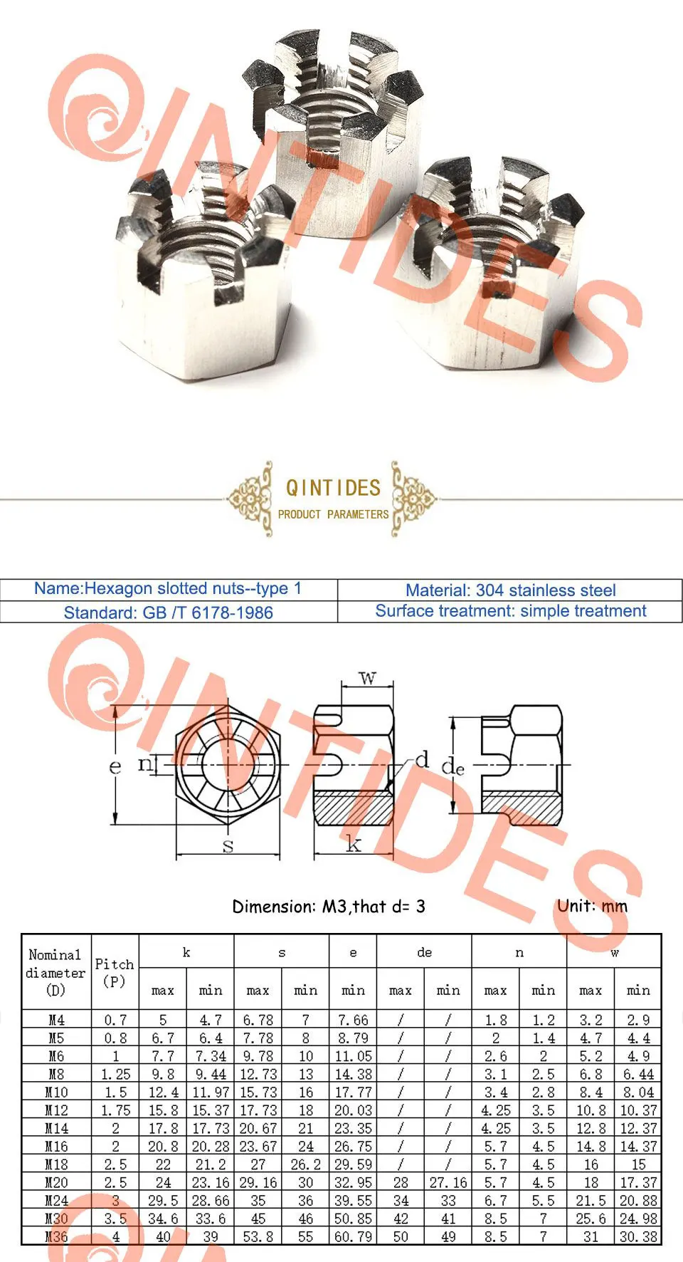 Qinedes M16 18 20 24 шестигранные шлицевые гайки тип 1 шестигранные тонкие шлицевые гайки ЗАМОК гайки с метрической грубой