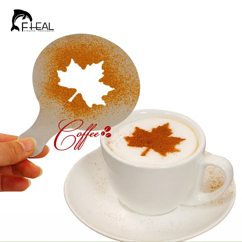 

FHEAL 16pcs/set Creative Cappuccino Coffee Barista Stencils Coffee Accessories Tools Printing Templates