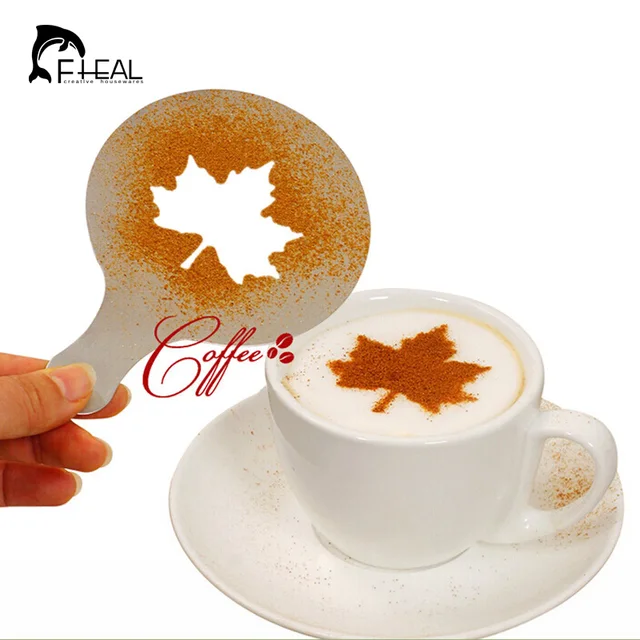 Best Offers FHEAL 16pcs/set Creative Cappuccino Coffee Barista Stencils Coffee Accessories Tools Printing Templates