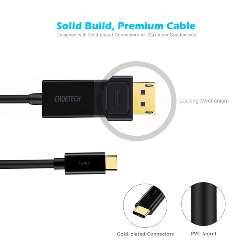 Choetech Usb type C для Displayport Кабель-адаптер для S8 Plus 4Kx2K@ 60 Гц Usb-C для Dp кабель для Macbook Pro /