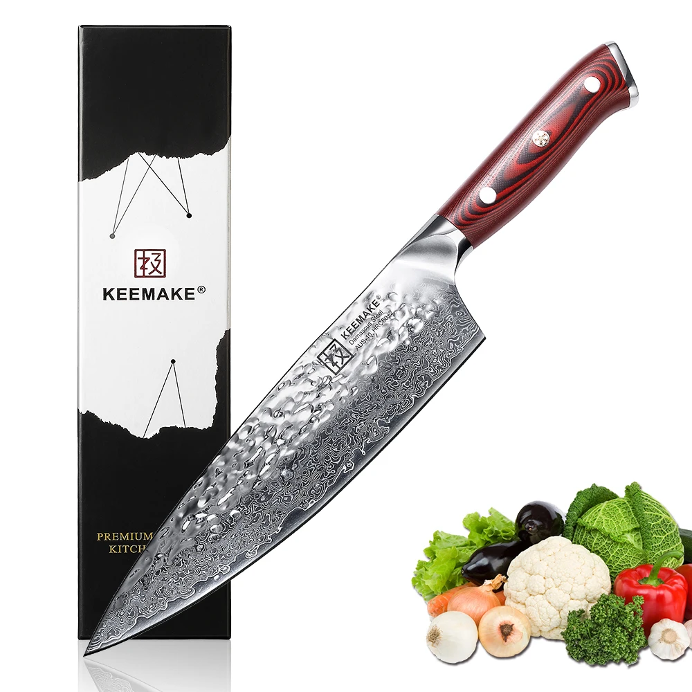 SUNNECKO " шеф-повар Ножи японский AUS10 Core Сталь лезвие бритвы острый молоток из дамасской стали кухонный, для овощей Ножи для мяса G10 ручка