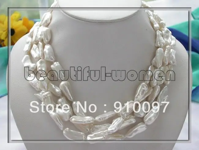 

free shipping >>>65" 23mm white stick KESHI REBORN PEARL NECKLACE