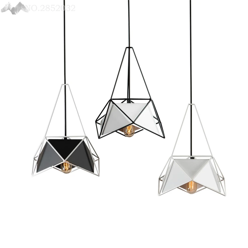 

modern creative Geometric pendant lights simple multi-faceted hang lamp for living room bedroom restaurant home lighting decor