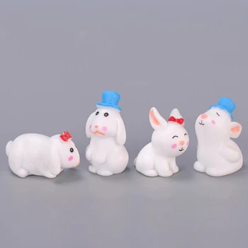 

1 Pc Lovely Rabbit action figure Cartoon Animal Resin Craft Ornament DIY Figure Model Kids Toy