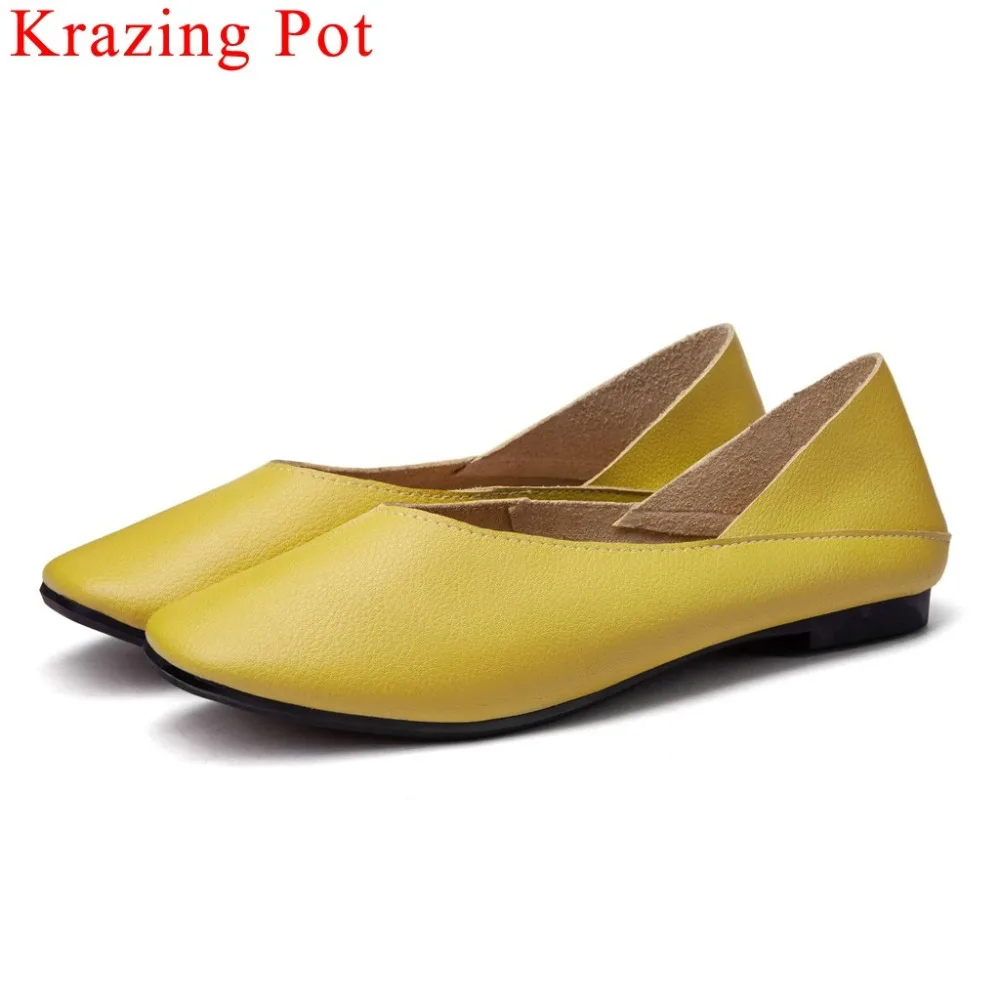

2019 hot salling soft genuine leather ballet shoes hand-sewn leather loafers pregnant woman cozy grandma shoes driving shoes L35
