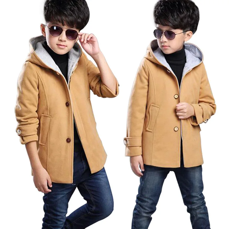 2019 New Winter Children's Winter Clothing Wool coat Boys Solid Color ...