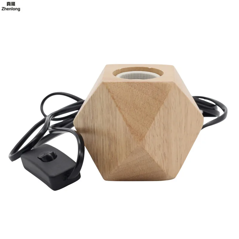 

E27 Vintage Wood lamp holder Antique Wooden Chandelier with Switch Wire Solid Wood lamp baseLog Diamond Lamp Head 110V 220V