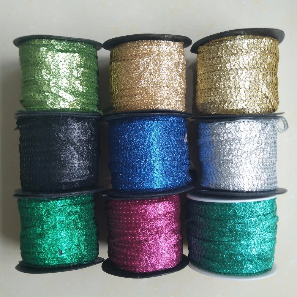 wholesale 8mm flat round glitter sequins rolls, 100rolls/colorin Lace