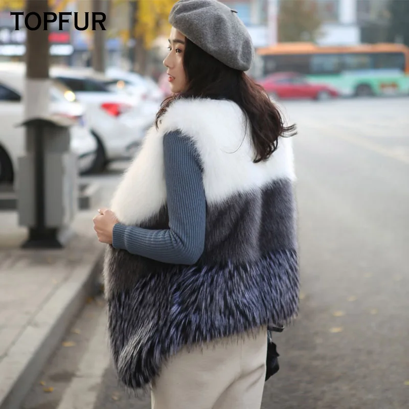 TOPFUR 2018 New Real Fur Vest Women Winter Natural Fox Fur Gilet Luxury Female Fashion Style Fox Fur Waistcoat V-Neck Fur Vest TOPFUR 2018 New Real Fur Vest Women Winter Natural Fox Fur Gilet Luxury Female Fashion Style Fox Fur Waistcoat V-Neck Fur Vest