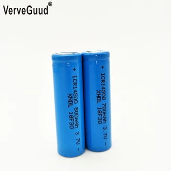 

VerveGuud Original 2PCS/LOT 14500 800mAh 3.7V Battery lithium Li-ion Rechargeable Batteries For LED Flashlight