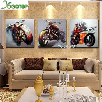 

YOGOTOP DIY Diamond Painting Cross Stitch Kits Full Diamond Embroidery 5D Diamond Mosaic Needlework Motorcycle triptych ML166